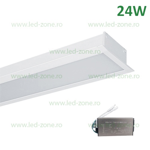 Corp Iluminat LED 24W 60cm Incastrabil Liniar EL-S77 Alb Emergenta