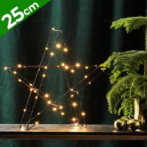 Instalatie LED Stea 25cm 30 LED-uri Baterii LZ700-46
