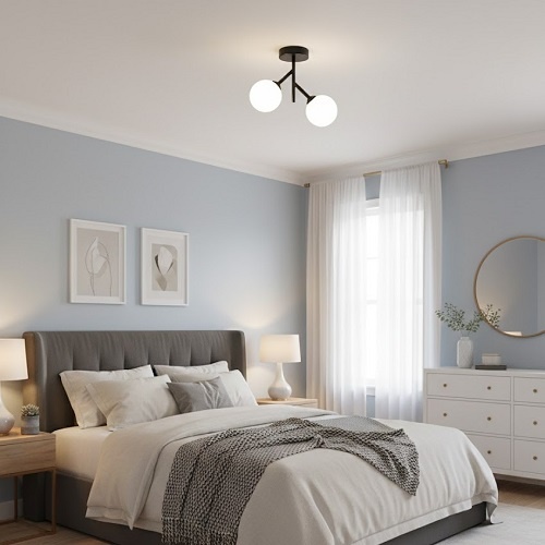 Lustra 2 Socluri E27 Neagra LZ350