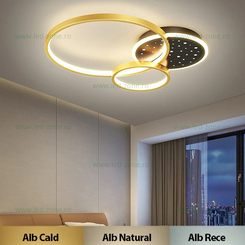 Lustra LED 108W 3 Functii Dimabila cu Telecomanda LZ3868 Aurie