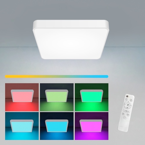 Panou LED 50W 40x40cm Aplicat Alb RGB-CCT cu Telecomanda