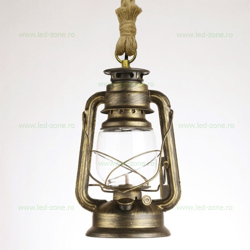 Pendul Soclu E27 Rustic Metal Felinar Mare