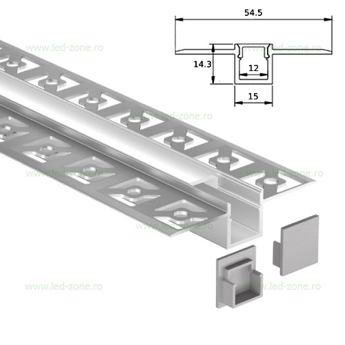 Profil Aluminiu Incastrat Sub Tencuiala 2M 12MM Glet