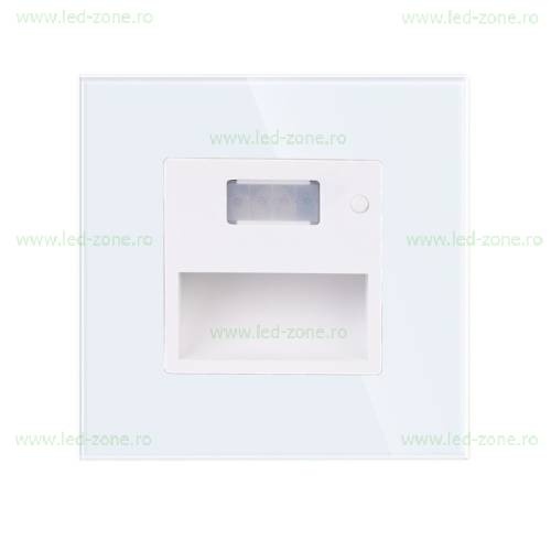 Spot LED 1.5W Patrat Alb Trepte Senzor Sticla