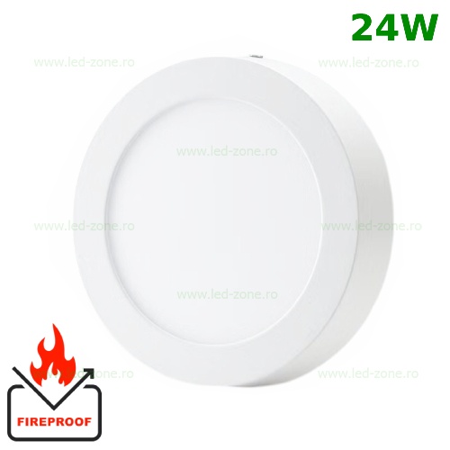 Spot LED 24W Rotund Alb Aplicat Ignifug