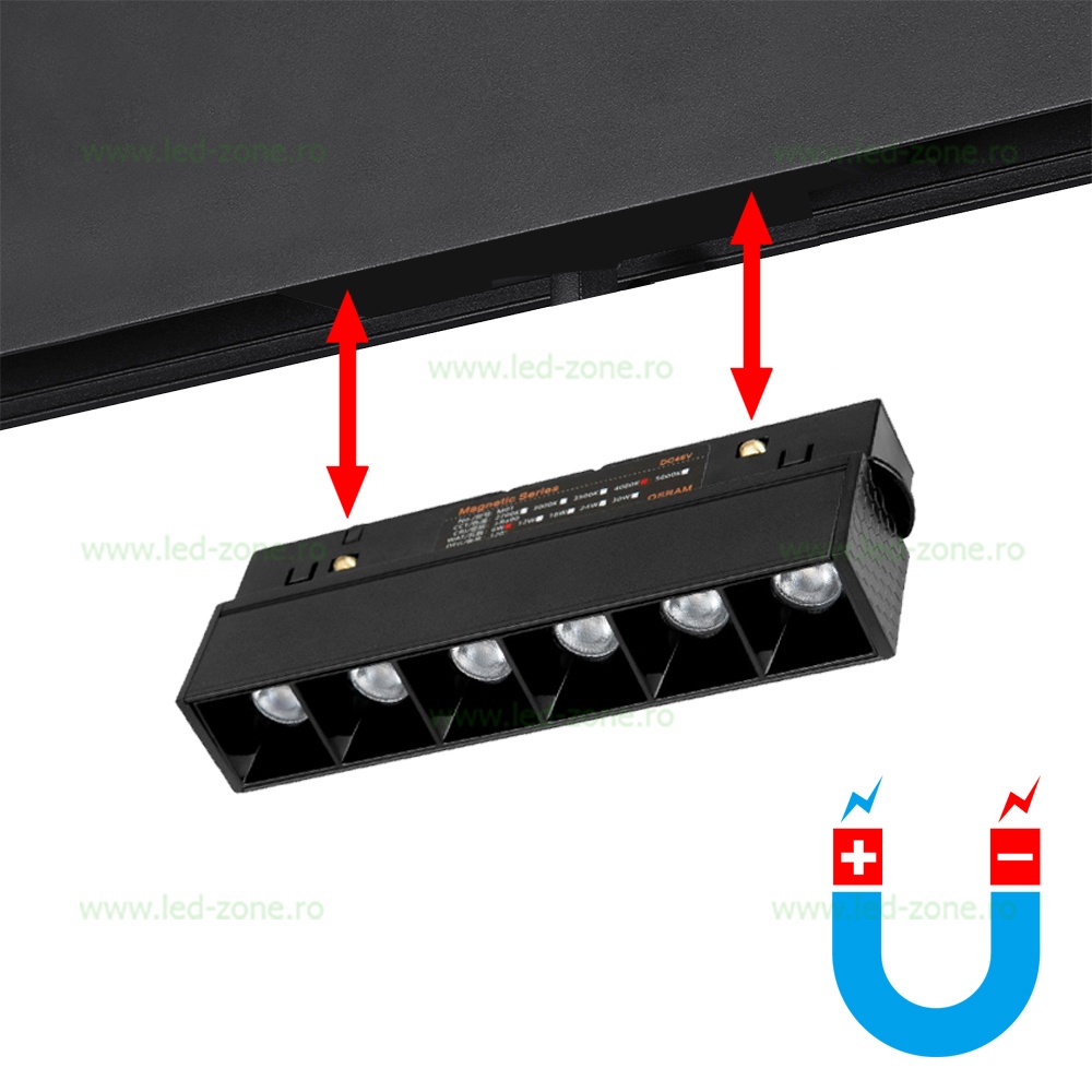 Spot LED Magnetic 6W Liniar Clar Negru