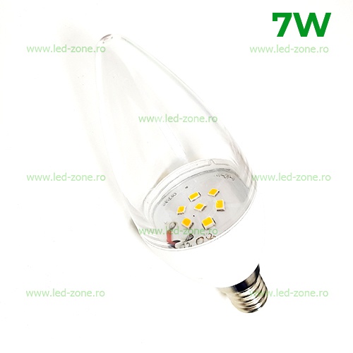 Bec LED E14 7W Lumanare Clar ABS