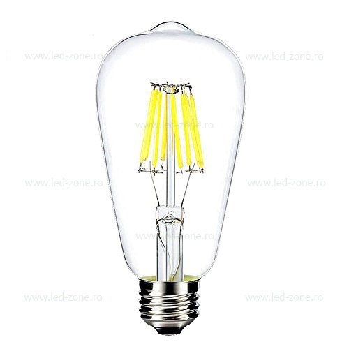 Bec LED E27 8W Filament Para Clar ST64