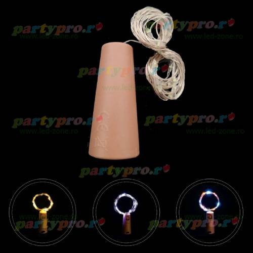 Instalatie Pom 30 Miniled-uri 1 Fir Cupru 3m cu Baterii - Dop Sticla