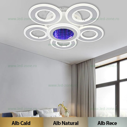 Lustra LED 130W 3 Functii Dimabila cu Telecomanda LZR9020-5+1