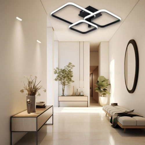 Lustra LED 80W Negru 3 Functii Dimabila cu Telecomanda LZ75L053