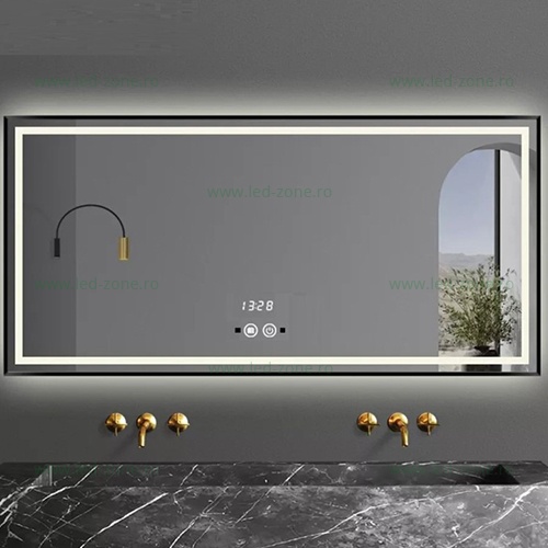 Oglinda Baie LED 100x65cm Touch Ceas Dezaburire LZJ31