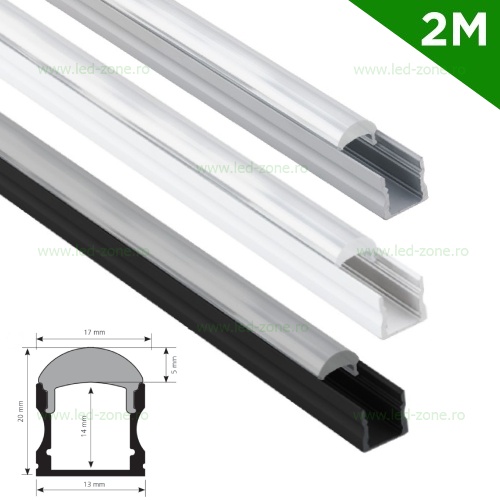 Profil Aluminiu Aplicat Dispersor Transparent 2M 11MM LZ9893