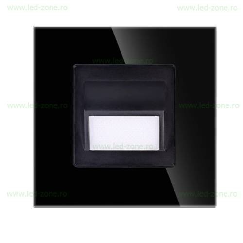 Spot LED 1.5W Patrat Negru Trepte Sticla