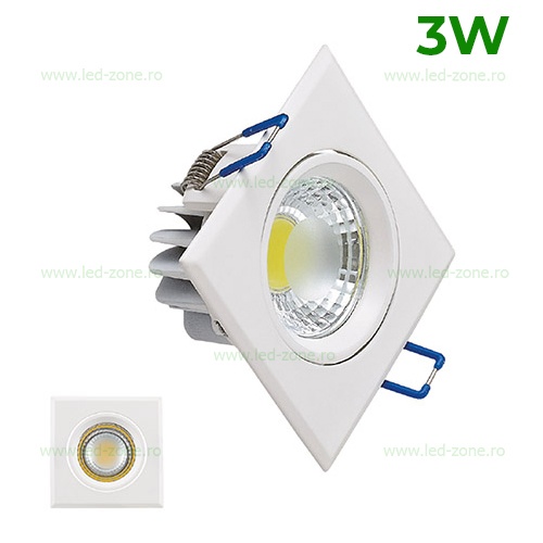 Spot LED 3W COB Patrat Mobil Alb Victoria