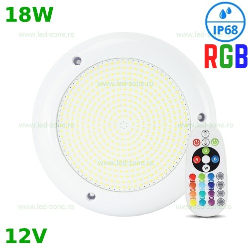 Spot LED Exterior 18W RGB 12V Piscina cu Telecomanda