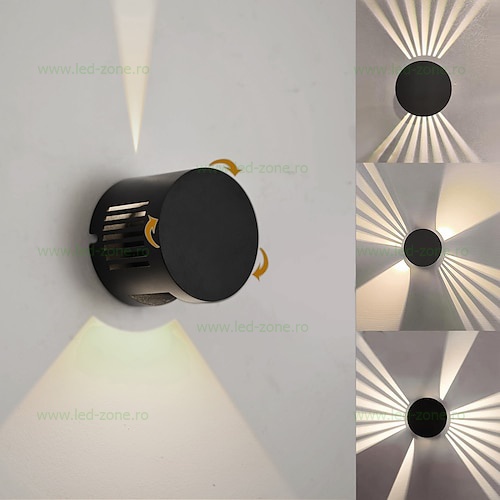 Aplica LED 2x3W Exterior Rotunda Neagra Multi Fascicul LZ2125