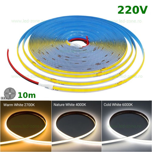 Banda LED COB 296 LED/ML Interior 220V Rola 10m