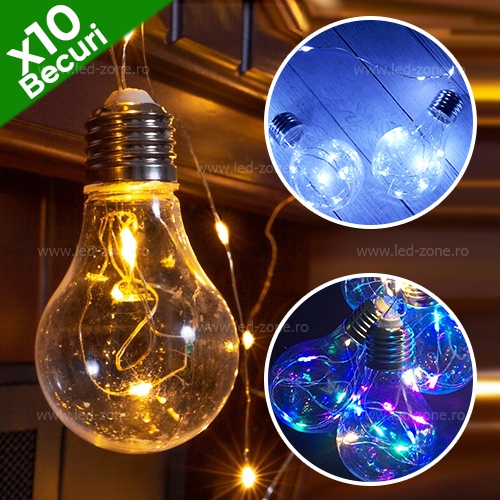 Instalatie LED Ghirlanda 10 Becuri A60 Clar Diverse Culori