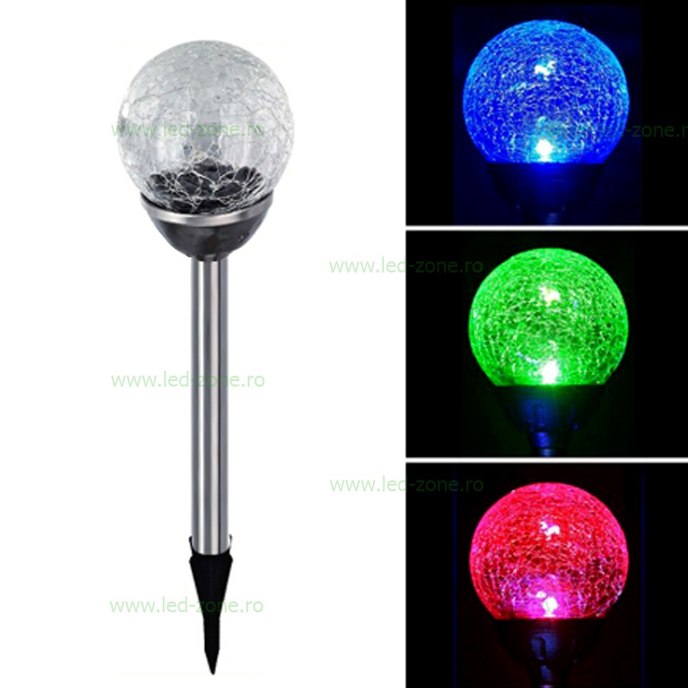 Lampa LED Gradina Solara Glob Clar D80mm RGB