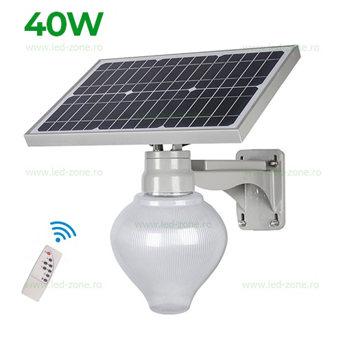 Lampa LED Iluminat Stradal 40W Solara cu Suport si Telecomanda