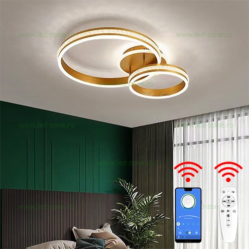 Lustra LED 160W 3 Functii Dimabila cu Telecomanda sau Telefon Cristal LZC871-2A
