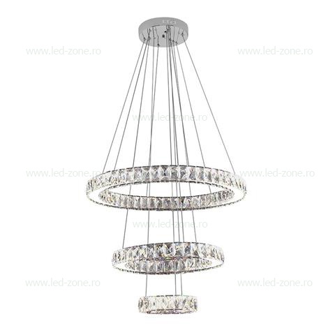 Lustra LED 90W 3 Segmente Model Cristal QUASAR