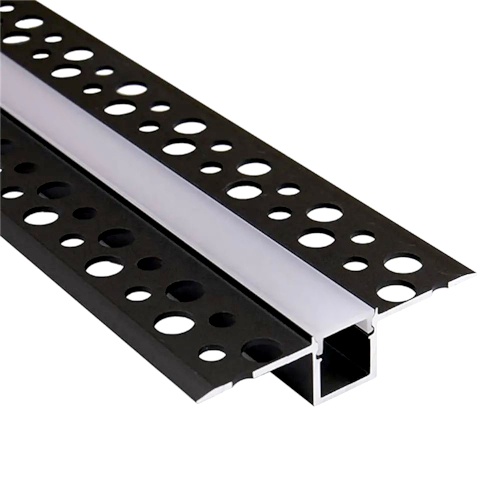 Profil Aluminiu Incastrat Sub Tencuiala Negru Dispersor Alb 2M 12.7MM