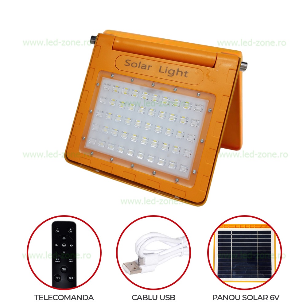 Proiector LED 40W Solar Acumulator USB Telecomanda