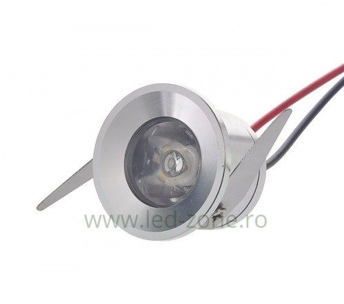 Spot LED 1W Mini Rotund Argintiu