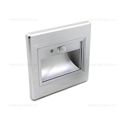 Spot LED 1W Patrat Argintiu Trepte Senzor