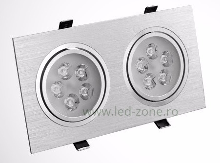 Spot LED 2x5W Dreptunghiular Mobil Argintiu