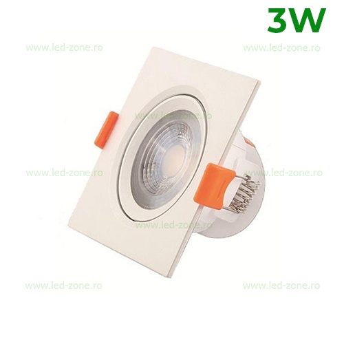 Spot LED 3W SMD Patrat Mobil Alb ABS