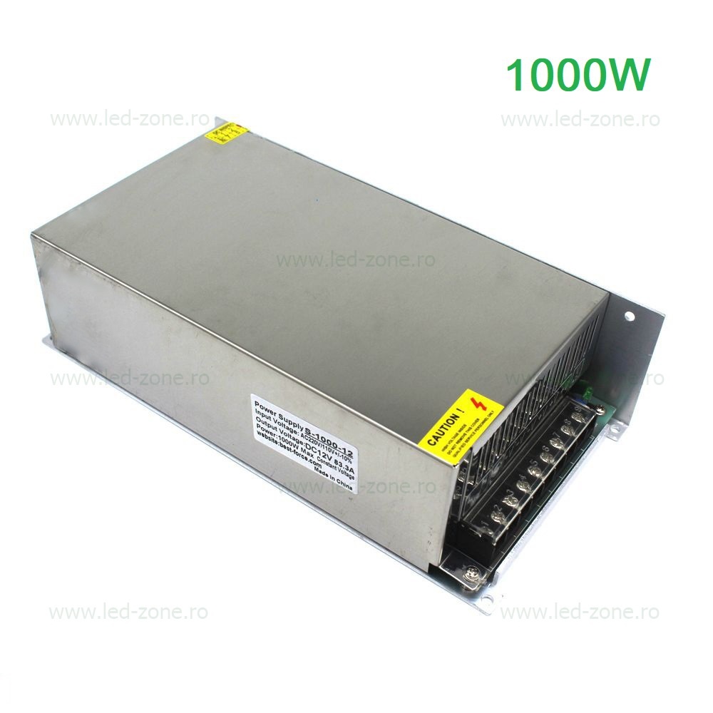 Sursa Alimentare Banda LED 12V 1000W Carcasa Metal cu Ventilator