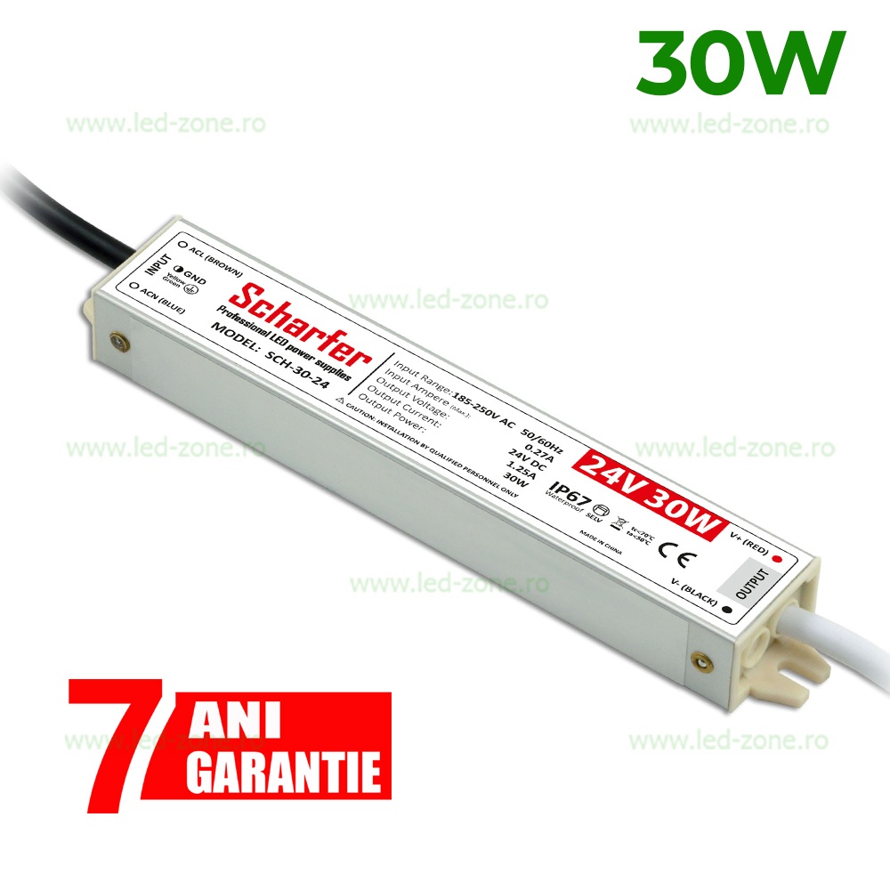 Sursa Alimentare Banda LED 24V 30W IP67 Waterproof Premium