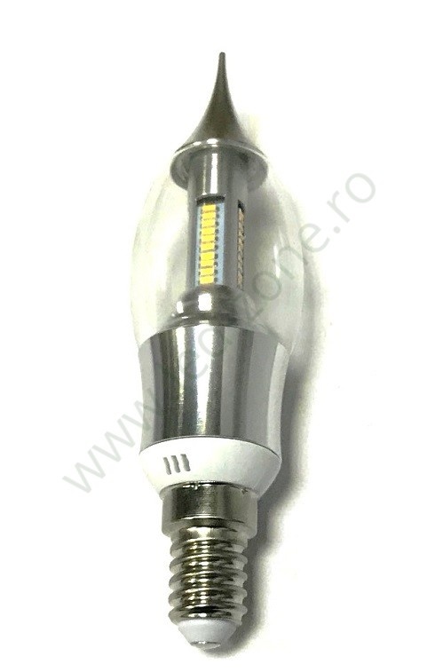 Bec LED E14 4W Flacara Clar Argintiu
