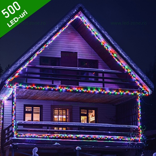 Instalatie Pom Craciun 500 LED-uri Exterior Fir Negru Cauciucat LZ5833
