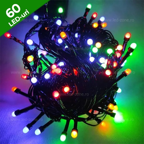 Instalatie Pom Craciun 60 LED-uri 8mm Fir Negru