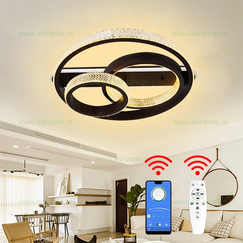 Lustra LED 144W 3 Functii Dimabila cu Telecomanda sau Telefon Cristal LZ5143