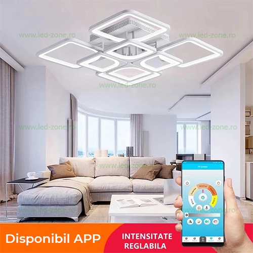 Lustra LED 240W 3 Functii Dimabila cu Telecomanda sau Telefon LZ6604-4+4