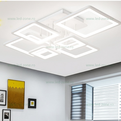 Lustra LED 240W Alba 3 Functii Dimabila Telecomanda LZ131-6