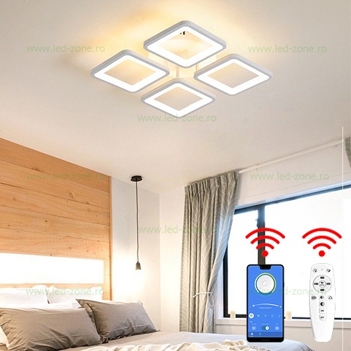 Lustra LED 88W 3 Functii Dimabila cu Telecomanda sau Telefon LZ6604-4S
