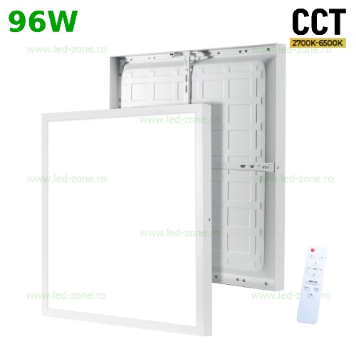 Panou LED 96W 60x60cm Aplicat Alb CCT cu Telecomanda