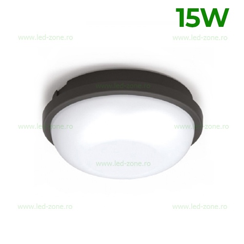 Plafoniera LED 15W Exterior Rotunda Neagra