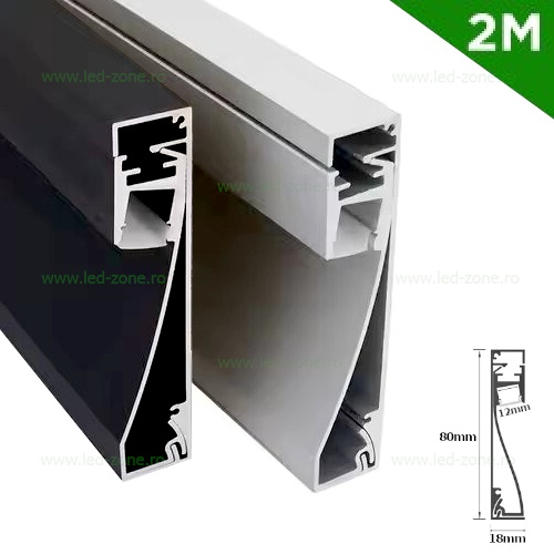 Profil Aluminiu Aplicat Dispersor Mat 2M 12MM Plinta