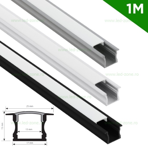 Profil Aluminiu Incastrat Dispersor Mat 1M 13MM LZ9898