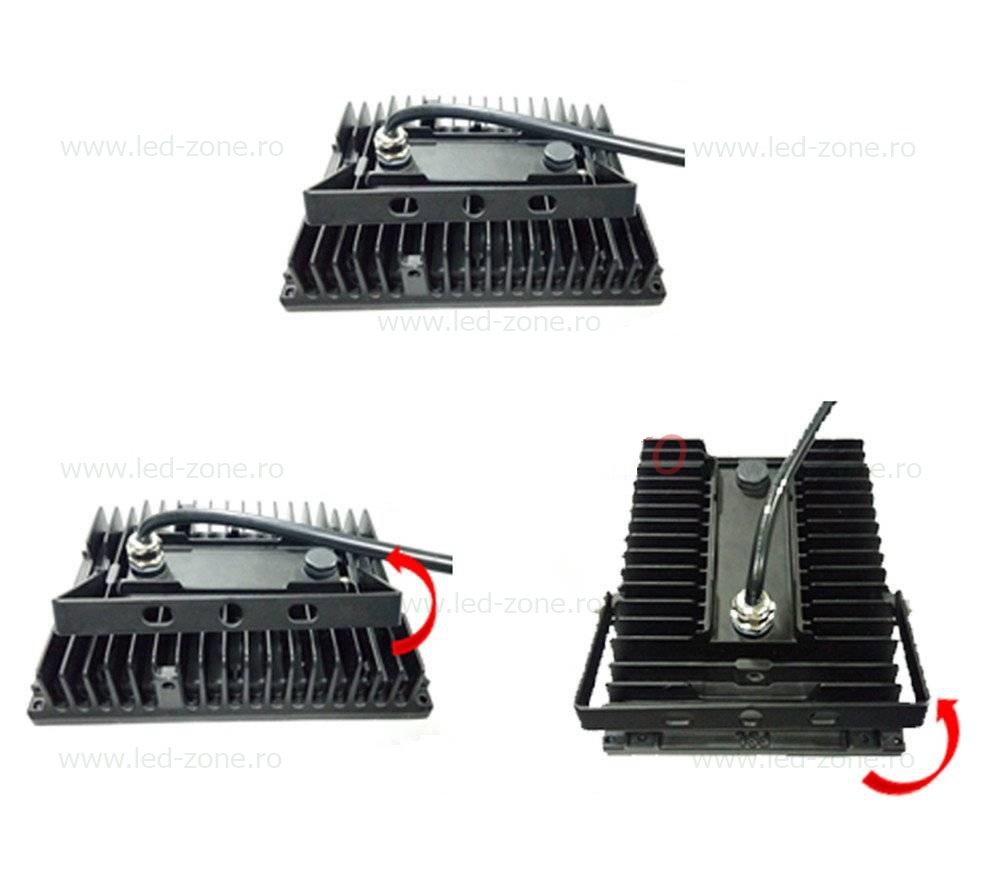 Proiector LED 100W 220V Slim Negru 808X