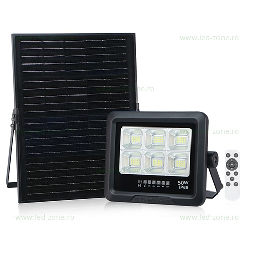 Proiector LED 50W cu Panou Solar si Telecomanda LZTK10
