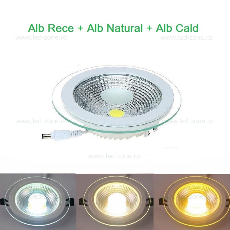 Spot LED 12W Rotund COB Sticla 3 Functii