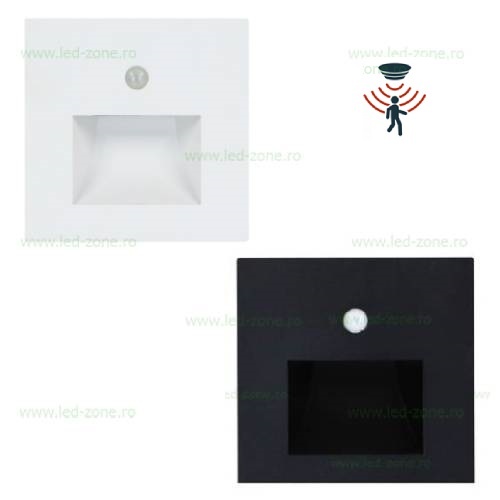 Spot LED 1W Patrat Trepte Senzor Microwave